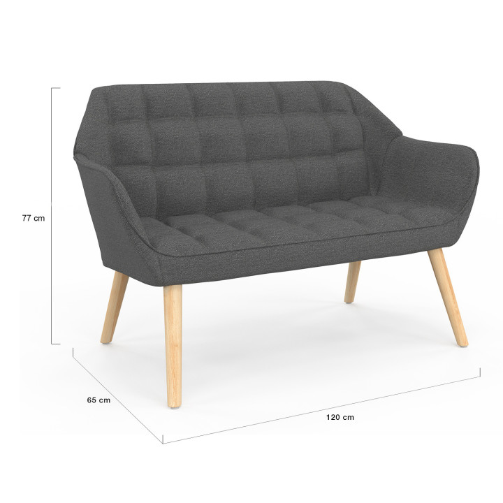 Canapé banquette en tissu gris anthracite CASTILLE