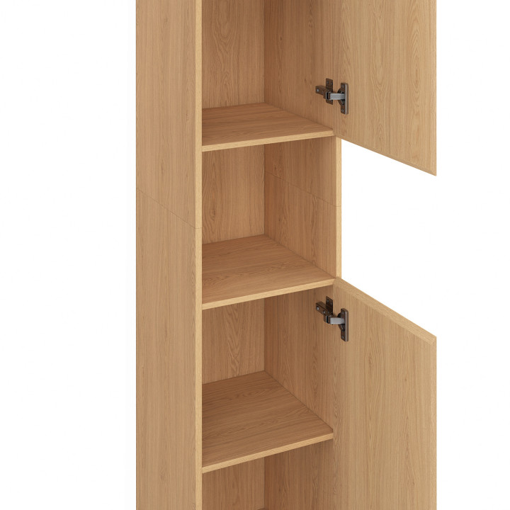 Meuble colonne salle de bain VICTOR 2 portes 1 niche effet lattes