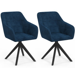 Juego de 2 sillas de comedor giratorias, sillones de mesa en terciopelo azul - MADY | IdMarket