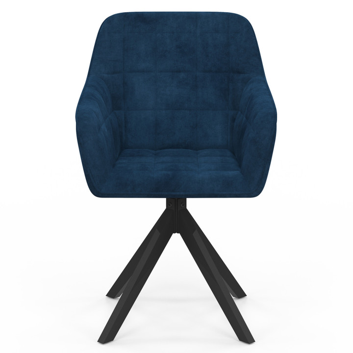 Juego de 2 sillas de comedor giratorias, sillones de mesa en terciopelo azul - MADY | IdMarket