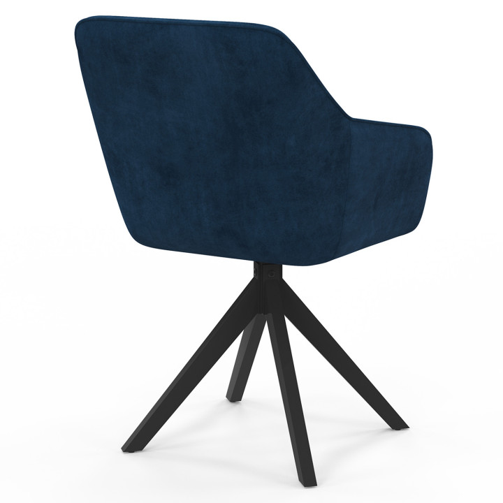 Juego de 2 sillas de comedor giratorias, sillones de mesa en terciopelo azul - MADY | IdMarket