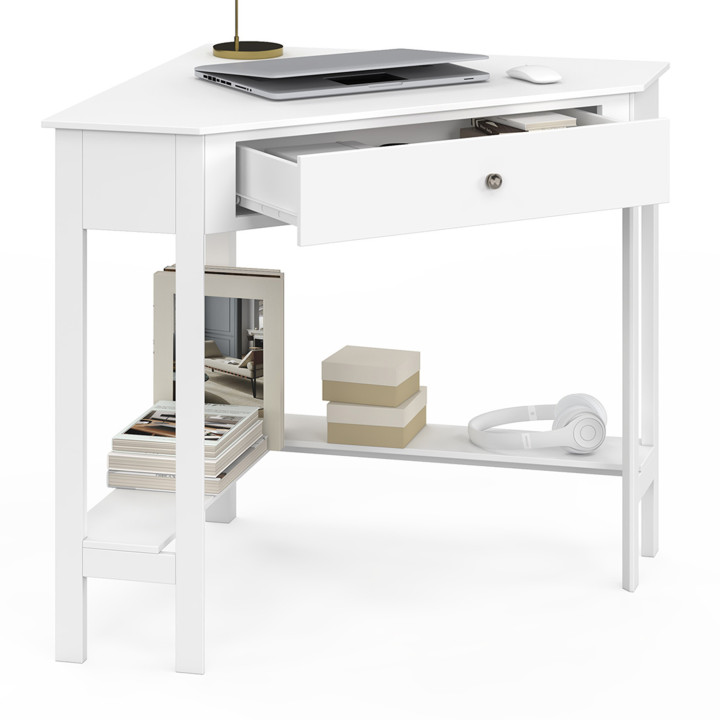 Escritorio esquinero blanco para ahorrar espacio - REMI | IdMarket