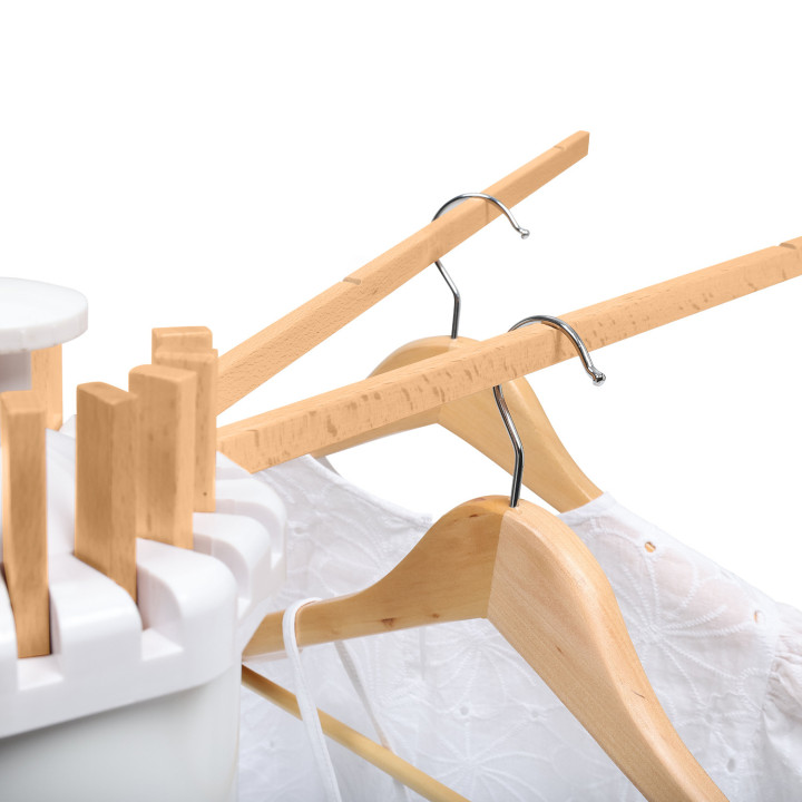 Tendedero giratorio plegable de madera y blanco | IdMarket