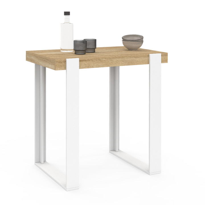 Mesa de cocina blanca y madera 90 cm - PHOENIX | ID Market