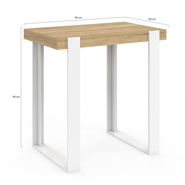 Mesa de cocina blanca y madera 90 cm - PHOENIX | ID Market