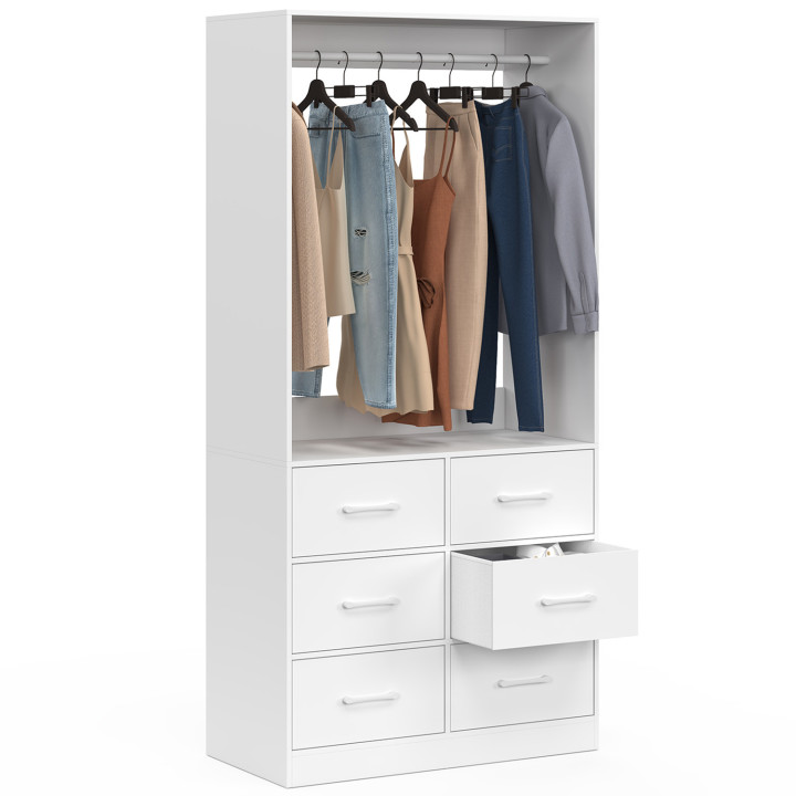 Garderobenschrank B. 80 cm UPPAH mit 6 Fächern aus weißem Stoff Garderobenschrank B. 80 cm UPPAH mit 6 Fächern aus weißem Stoff