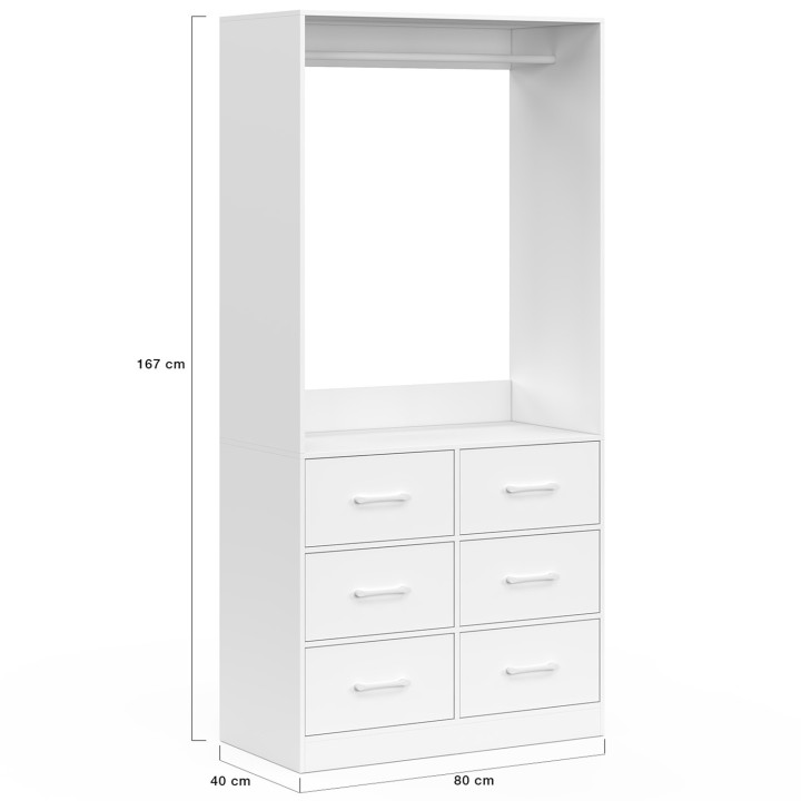 Garderobenschrank B. 80 cm UPPAH mit 6 Fächern aus weißem Stoff Garderobenschrank B. 80 cm UPPAH mit 6 Fächern aus weißem Stoff