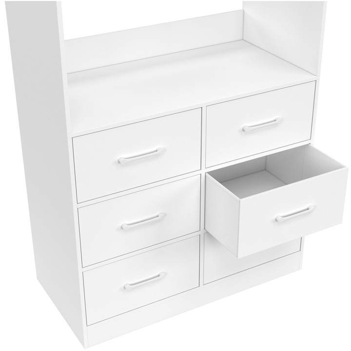 Armadio UPPAH lungo 80 cm con 6 contenitori in tessuto bianco