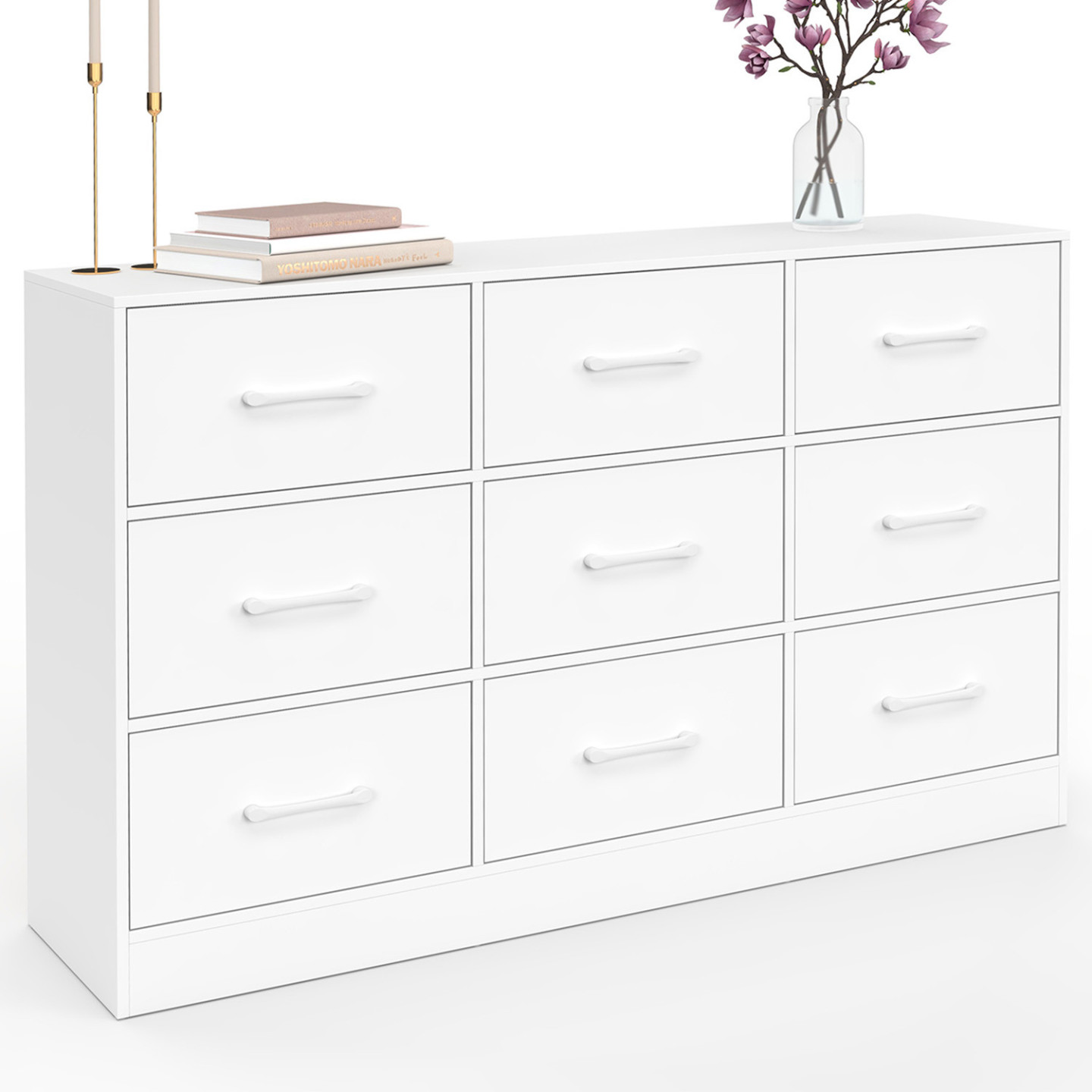 Commode à 6 Tiroirs - Dimensions 40x32x93 Cm, Couleur Bois Blanc - Rangement Chambre, Bureau, Salon