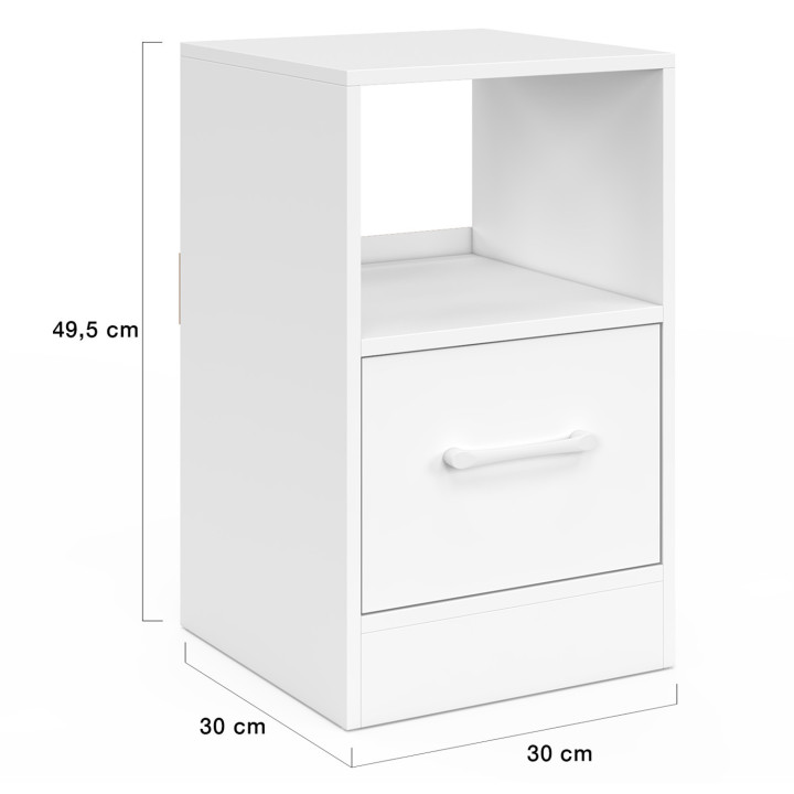 Set van 2 stoffen nachtkastjes met 1 lade en witte houten nis - UPPAH | IdMarket