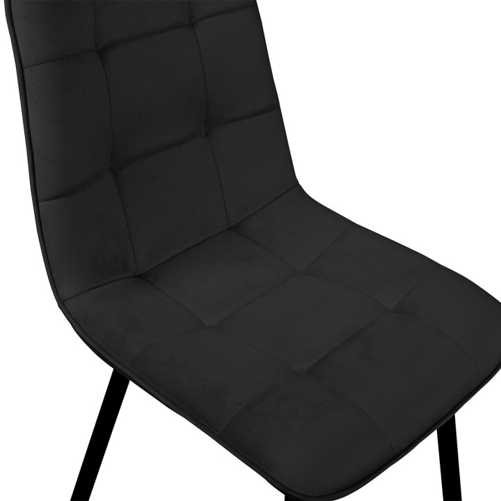 Juego de 4 sillas de comedor de terciopelo negro - MILA | IdMarket