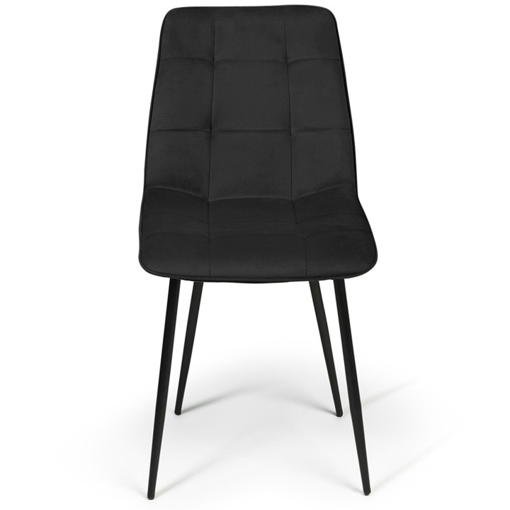 Lot de 4 chaises MILA en velours noir pour salle à manger