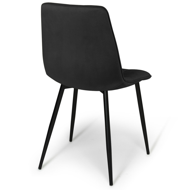 Set van 4 zwart fluwelen MILA eetkamerstoelen