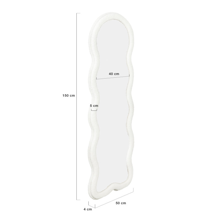 Espejo Wave en tejido bouclette crema 150 x 50 cm | IdMarket