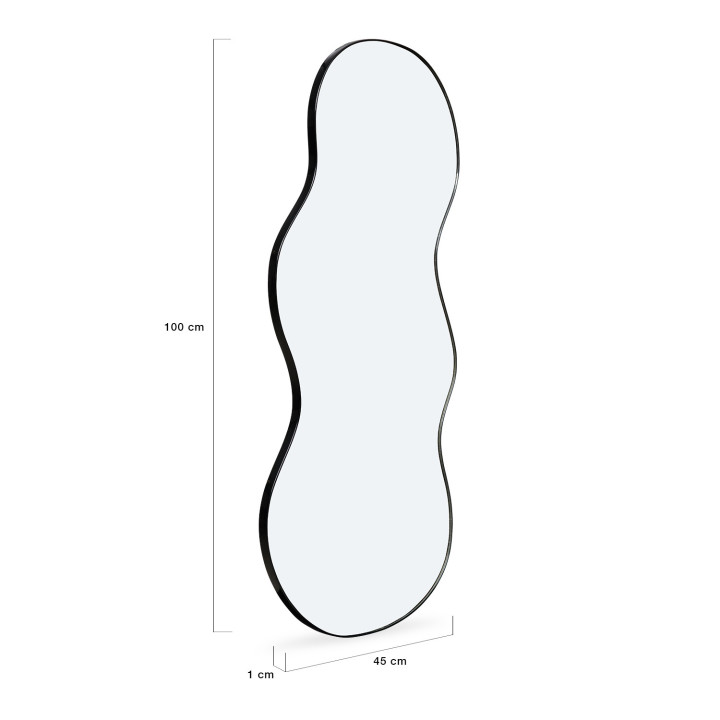 Espejo de contorno orgánico negro 45 x 100 cm | IdMarket