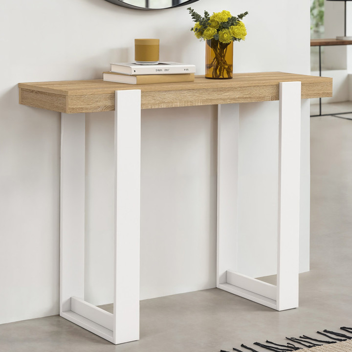 Mueble consola de estilo industrial en madera y blanco - PHOENIX | IdMarket