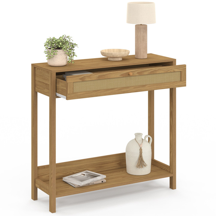 Konsole mit 1 Schublade, natürliches Rohrgeflecht - HANAE | IdMarket