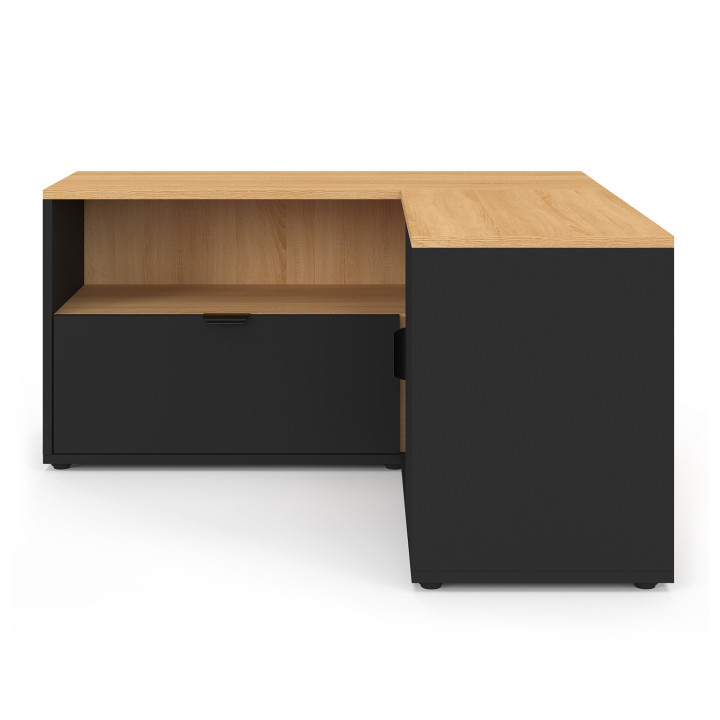 Soporte de TV esquinero de 90 x 90 cm en haya y negro - BALTAZAR | IdMarket