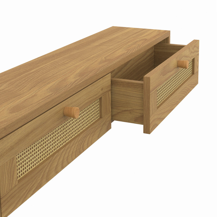 Consola de entrada de 2 cajones efecto caña natural - HANAE | IdMarket