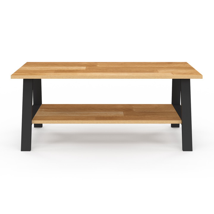 Mesa de centro rectangular 100 cm doble tapa madera y negro - MADELEINE | IdMarket