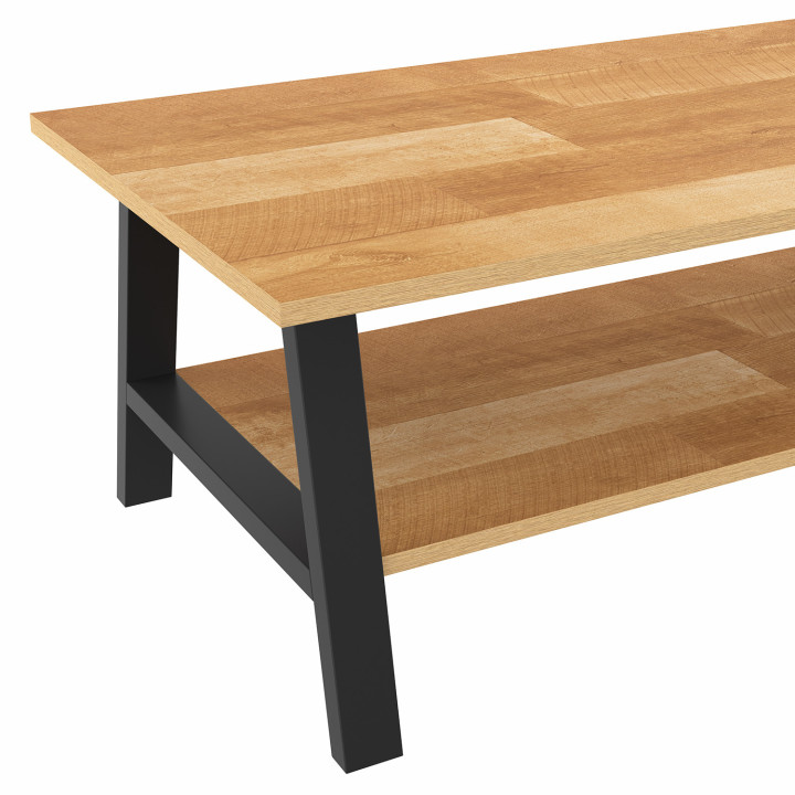 Mesa de centro rectangular 100 cm doble tapa madera y negro - MADELEINE | IdMarket