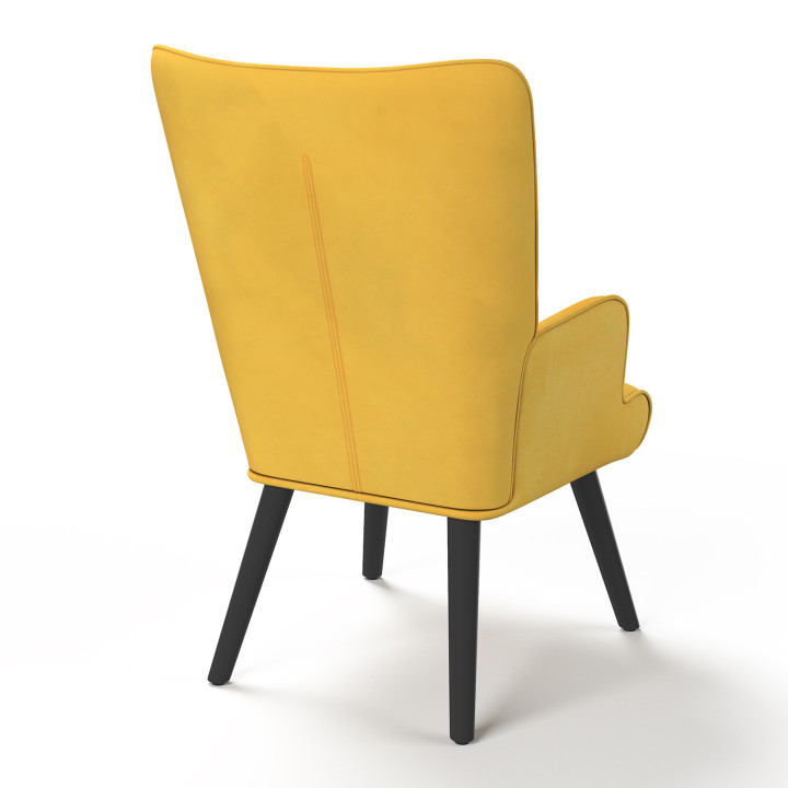 Sillón escandinavo barato de terciopelo amarillo mostaza - ANIA | ID Market