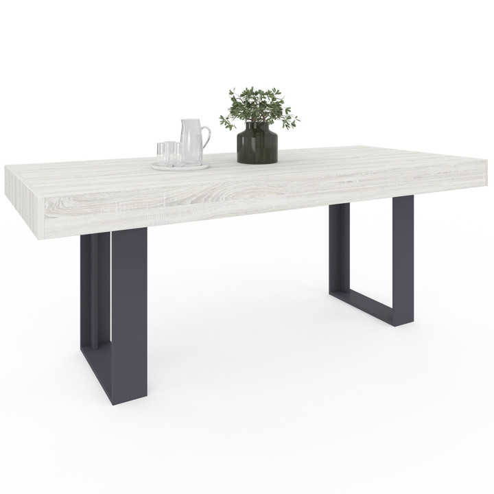 Mesa de comedor industrial madera gris 224 cm - PHOENIX | ID Market
