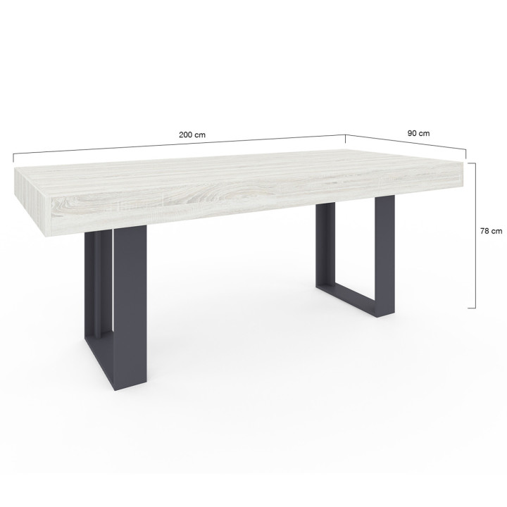 Mesa de comedor industrial madera gris 224 cm - PHOENIX | ID Market