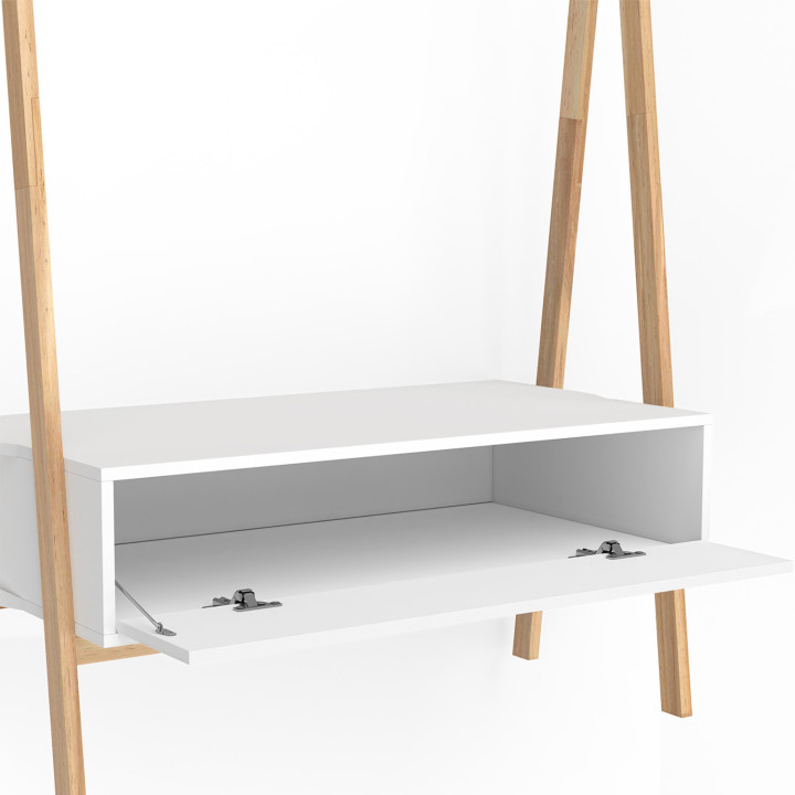 Portabebés infantil tipi 130 cm con 1 puerta blanco y madera - LEON | IdMarket