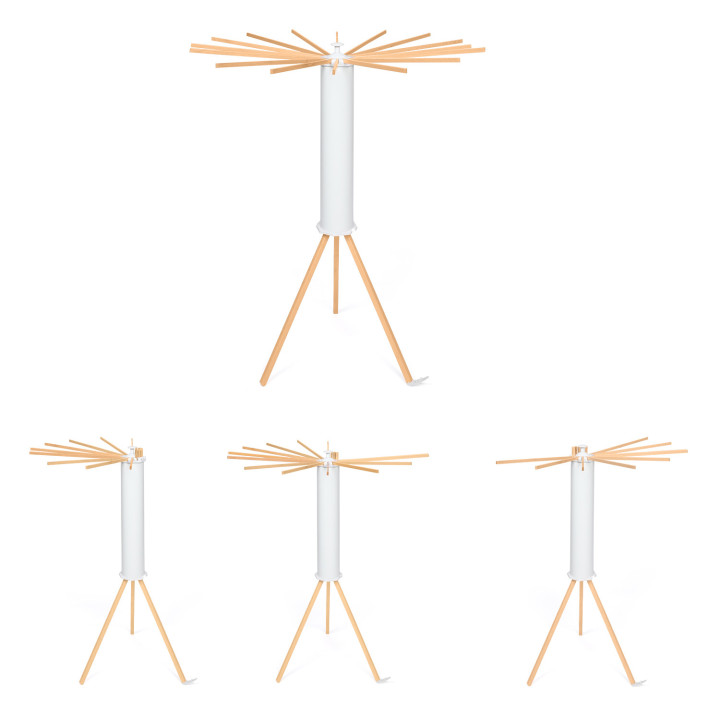 Tendedero giratorio plegable de madera y blanco | IdMarket