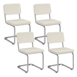 Juego de 4 sillas cantilever de pana beige con patas de metal - NAHE | IdMarket