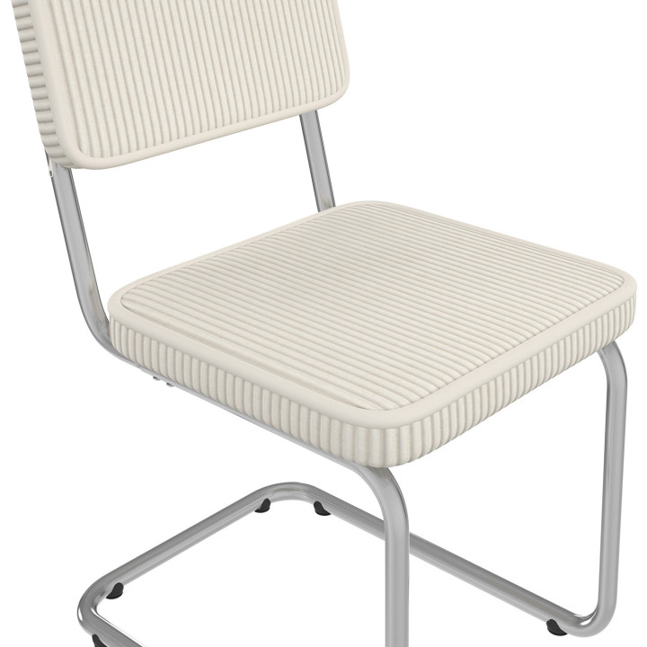 Juego de 4 sillas cantilever de pana beige con patas de metal - NAHE | IdMarket