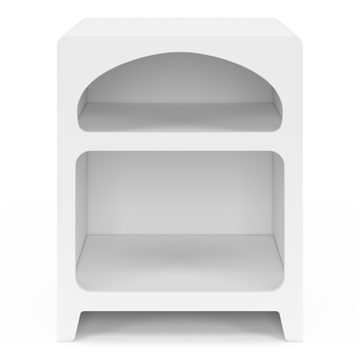 Juego de 2 mesillas de noche de estilo orgánico, madera blanca, 2 nichos - ALESIA | IdMarket