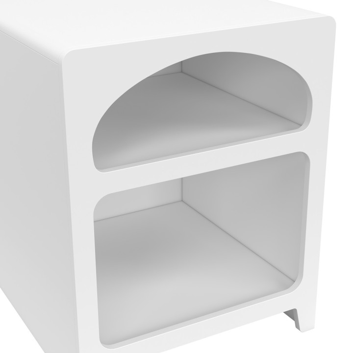 Juego de 2 mesillas de noche de estilo orgánico, madera blanca, 2 nichos - ALESIA | IdMarket