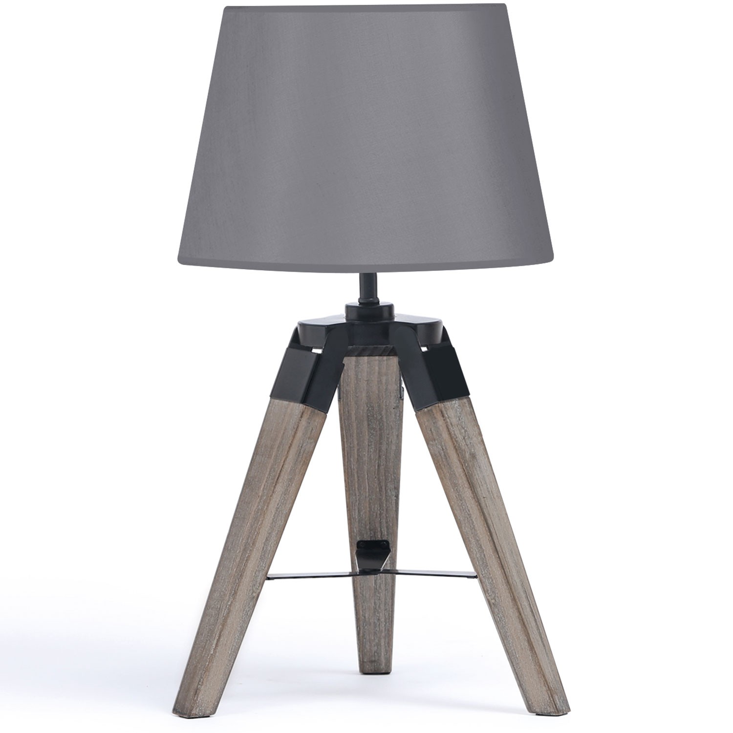 IDUN-Lot 2 - Lampe de chevet trépied bois blanc et noir