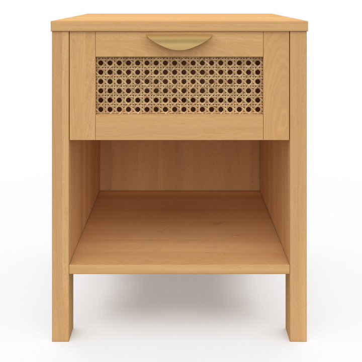 Lot de 2 tables de chevet EDHEN 1 tiroir avec niche cannage et bois