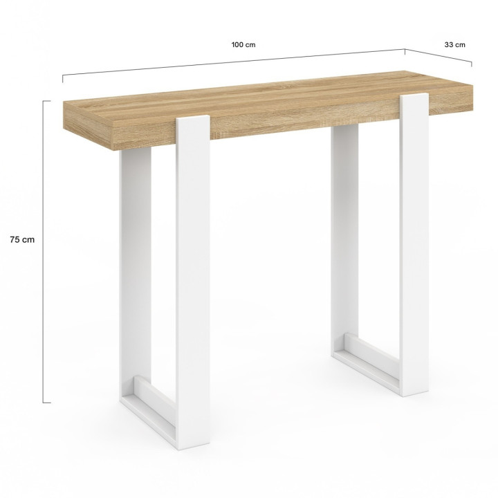 Mueble consola de estilo industrial en madera y blanco - PHOENIX | IdMarket