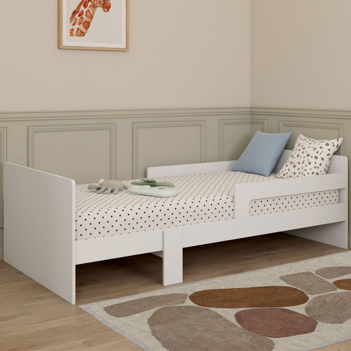 Erweiterbares Einzelbett 90 x 140/190 cm mit Lattenrost und Holzgittern weiß - GASPARD | IdMarket