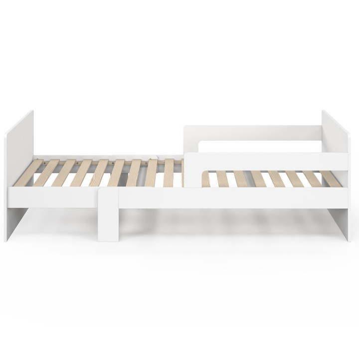 Cama individual convertible 90 x 140/190 cm con base y barandillas de madera blanca - GASPARD | IdMarket