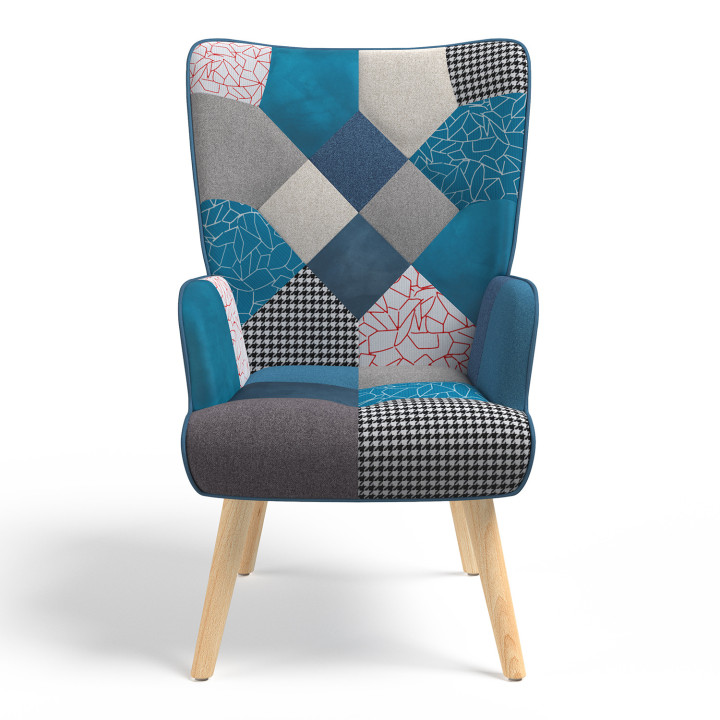 Sillón escandinavo patchwork azul - IVAR | ID Market