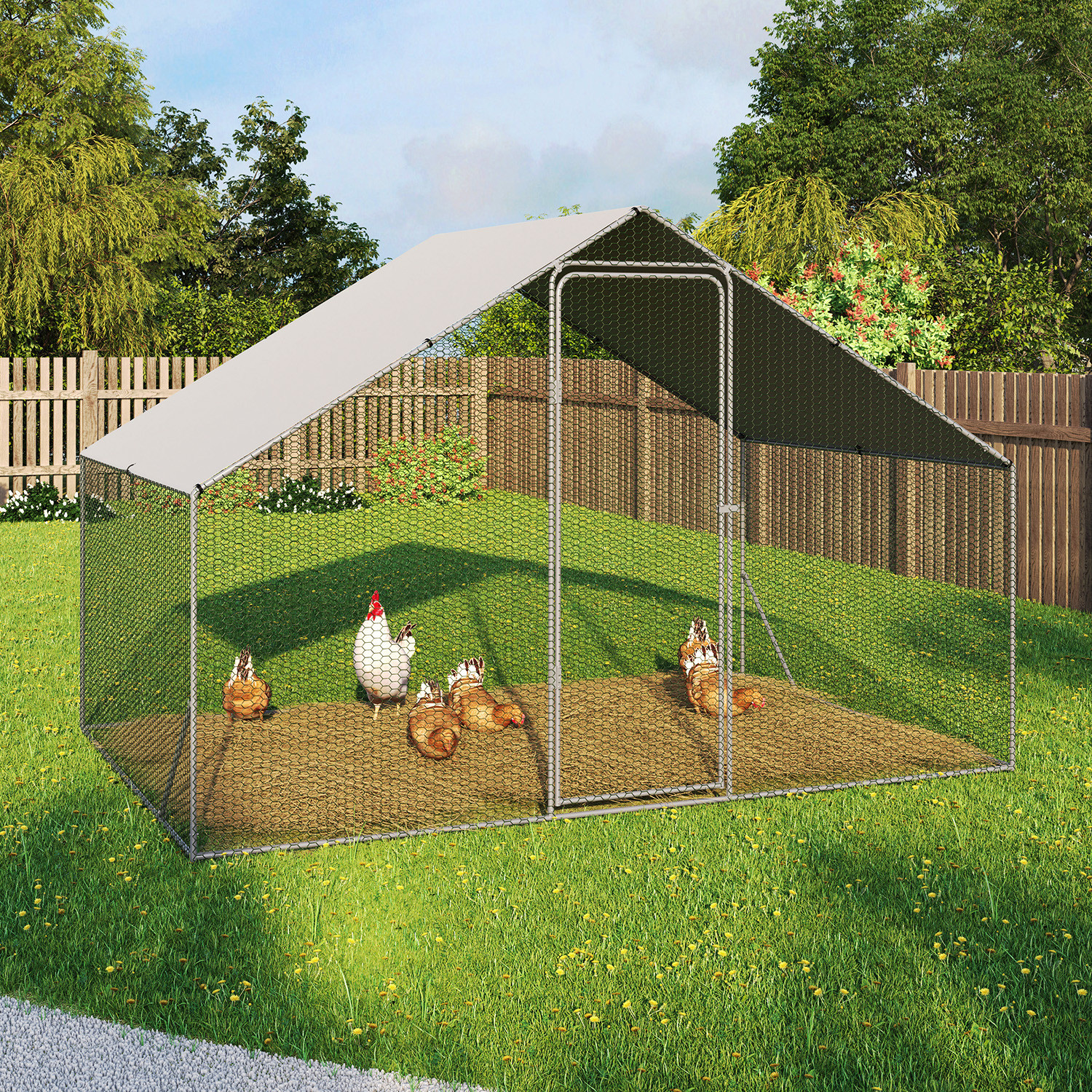 Enclos poules 6 m2 parc grillagé 3x2m acier galvanisé