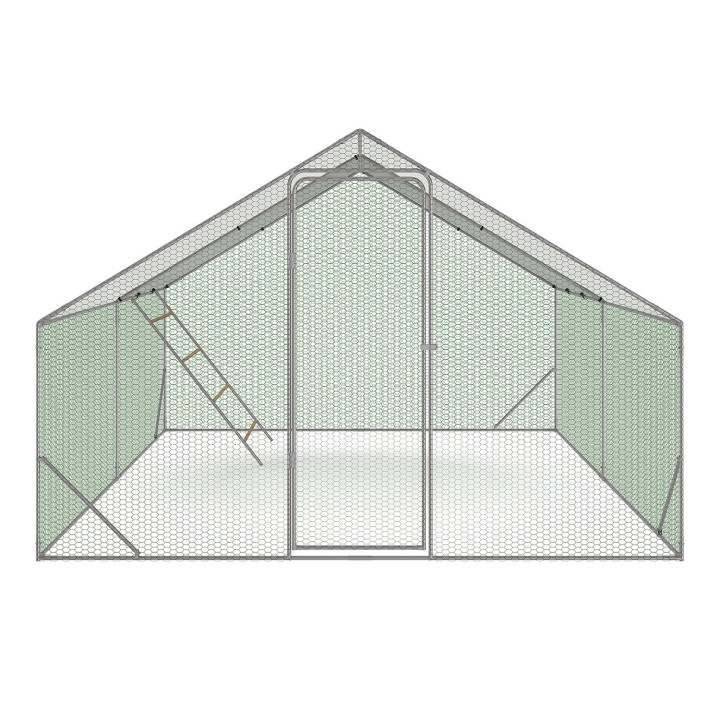 Enclos poulailler 12 m² 4x3 M avec grand perchoir 4 niveaux en bois acier galvanisé