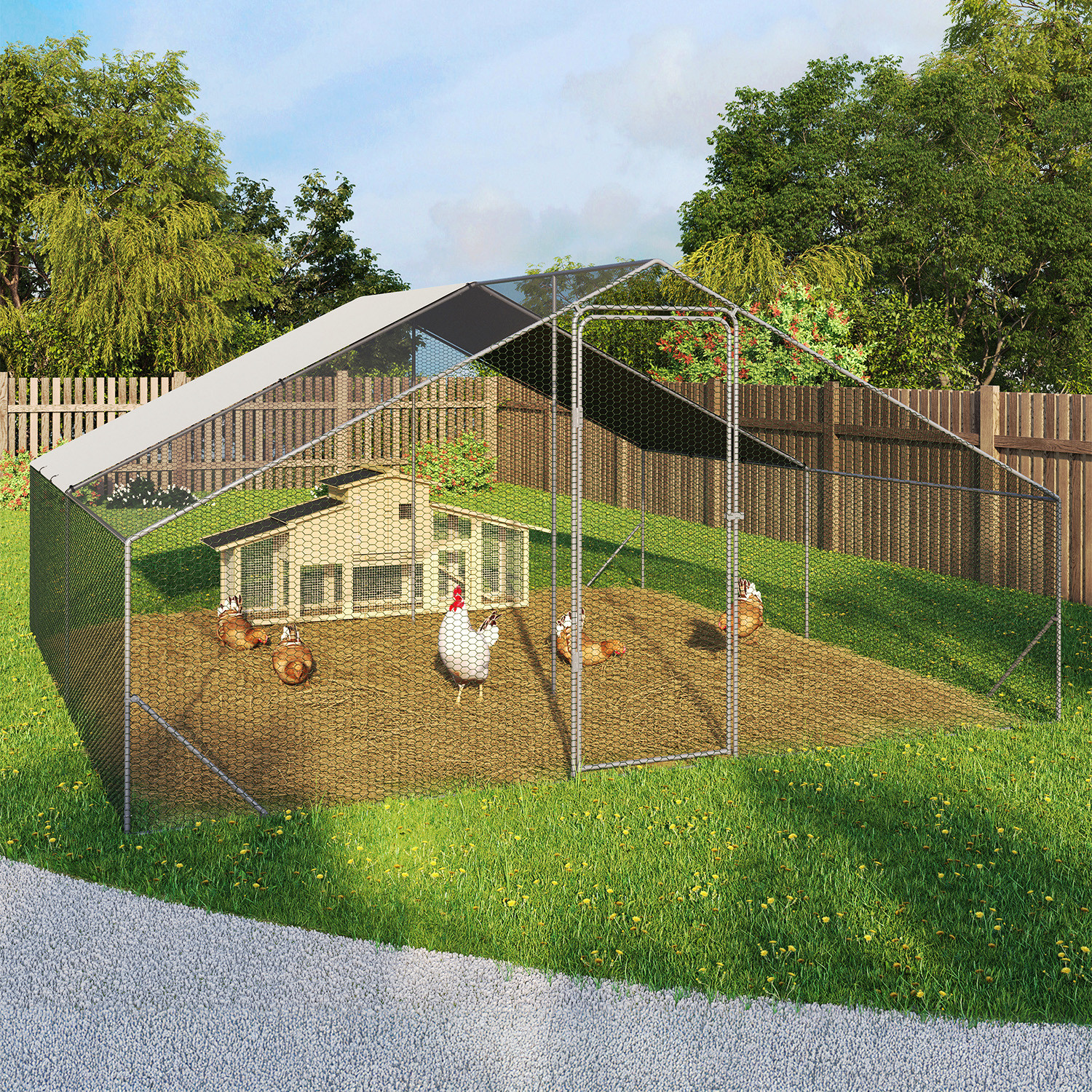 Parc à poules grillagé 16 m²