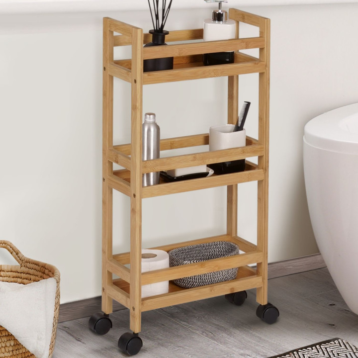 Aparador de bambú con ruedas, 3 niveles - BEA | IdMarket