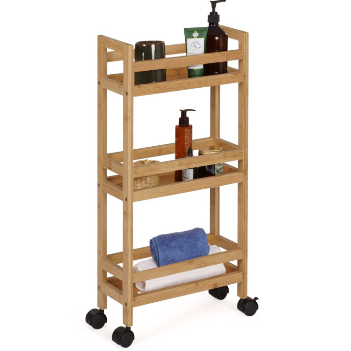 Aparador de bambú con ruedas, 3 niveles - BEA | IdMarket