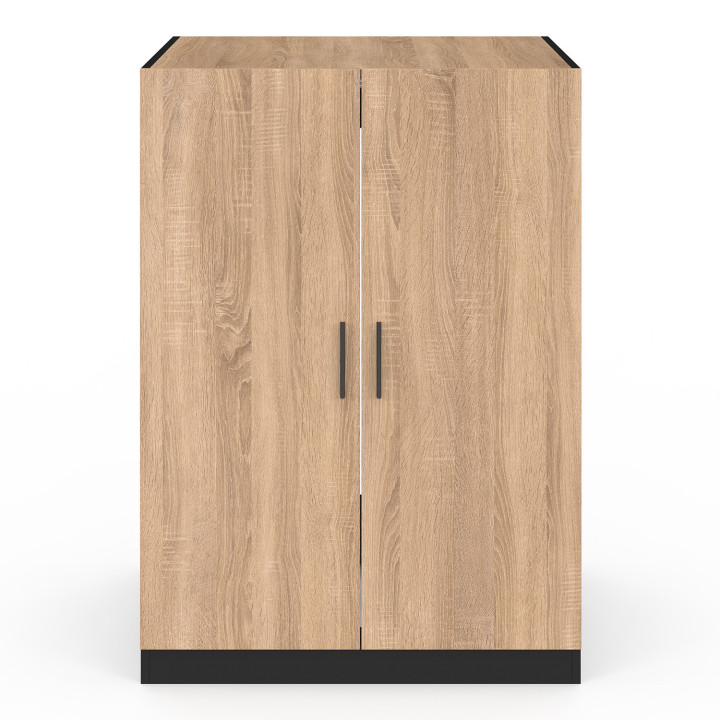 Armario para lavadora con puertas negras y de haya - WALLIS | IdMarket