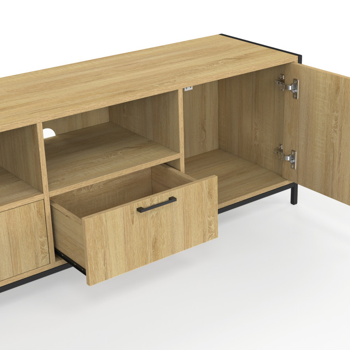 Mueble TV 180 cm 2 puertas 2 cajones diseño industrial - DETROIT | IdMarket