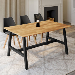 Mesa de comedor rectangular 6 personas madera y metal 160 cm - MADELEINE | IdMarket
