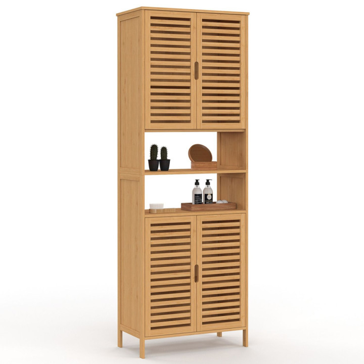 Armoire de salle de bain bambou BEA 4 placards 2 niches