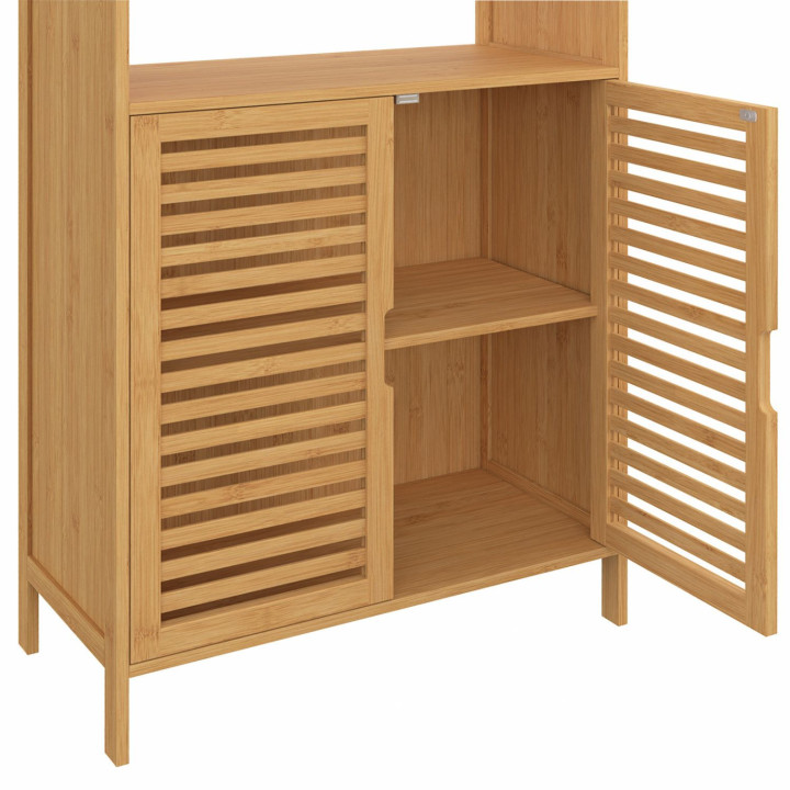 Mueble de baño alto de bambú con 4 puertas y 2 nichos - BEA | IdMarket